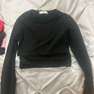 Adika black long sleeve cutout top